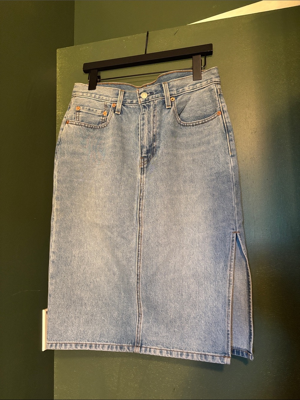 Levi's Light Blue Denim Midi Skirt - Picture 1 of 4